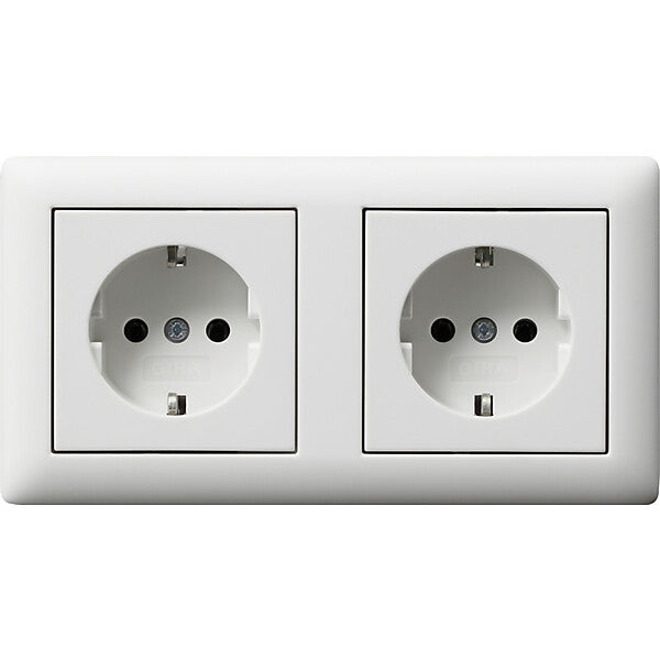 Gira Steckdose 2-fach verdr. Reinweiß+Rahmen 479304